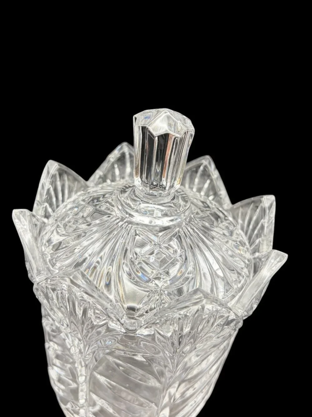 5th Avenue Crystal Portico Covered Candy Dish Jelly Jar Poland 6” Vintage